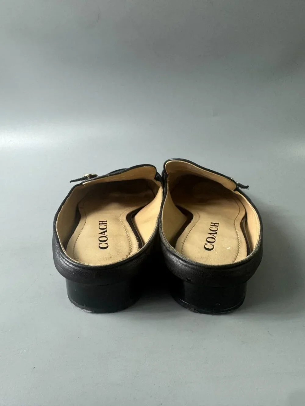 Authentic Coach Irene Black Leather Mule, Size 7.5 B